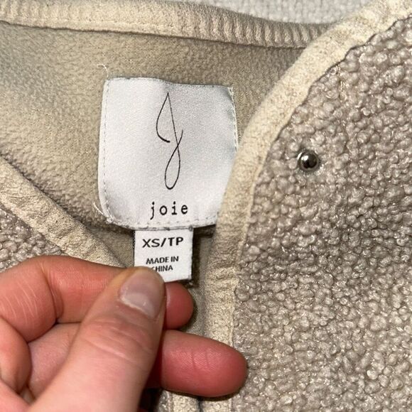 Joie teddy button front boxy fit tan jacket | Sz XS - Picture 3 of 7